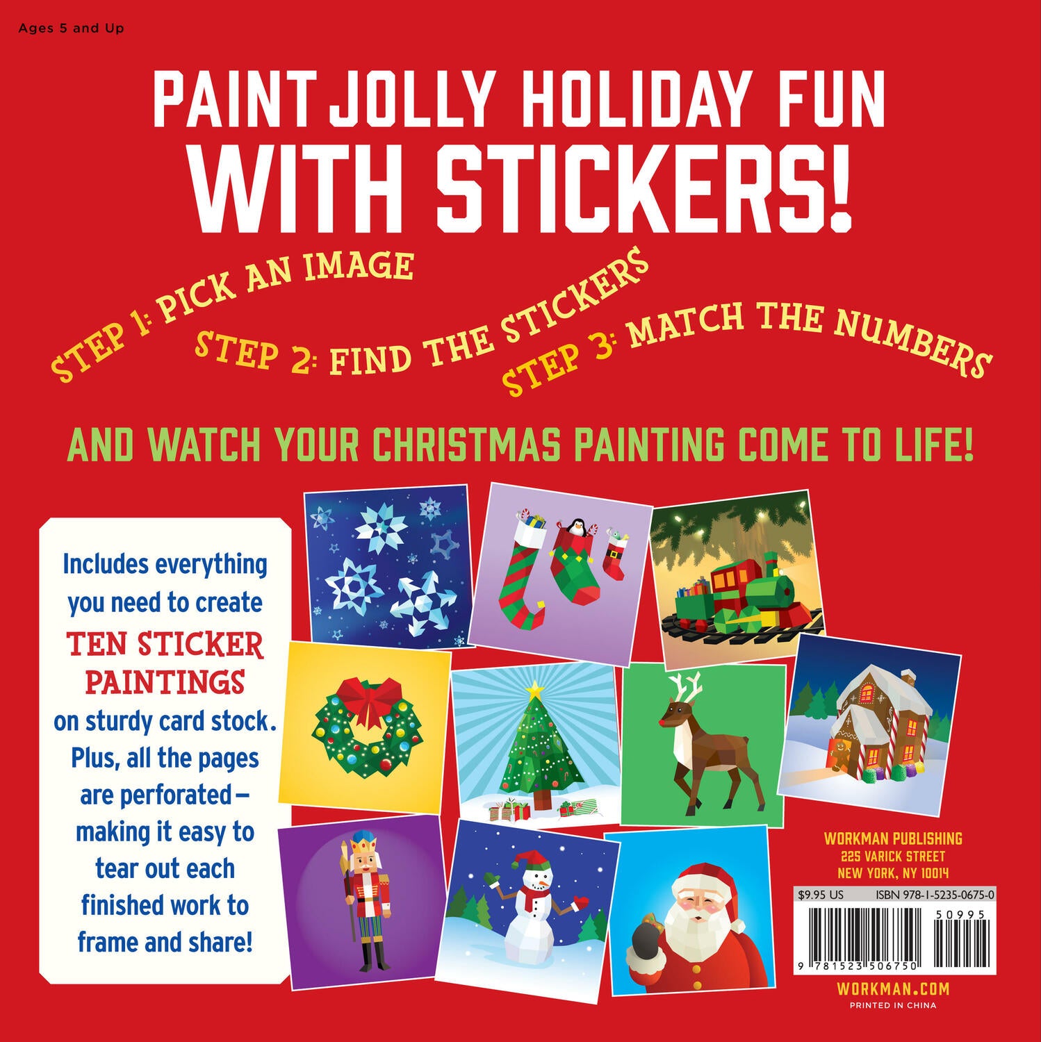 Paint by Sticker Kids: Christmas: Create 10 Pictures One Sticker at a Time! Includes Glitter Stickers