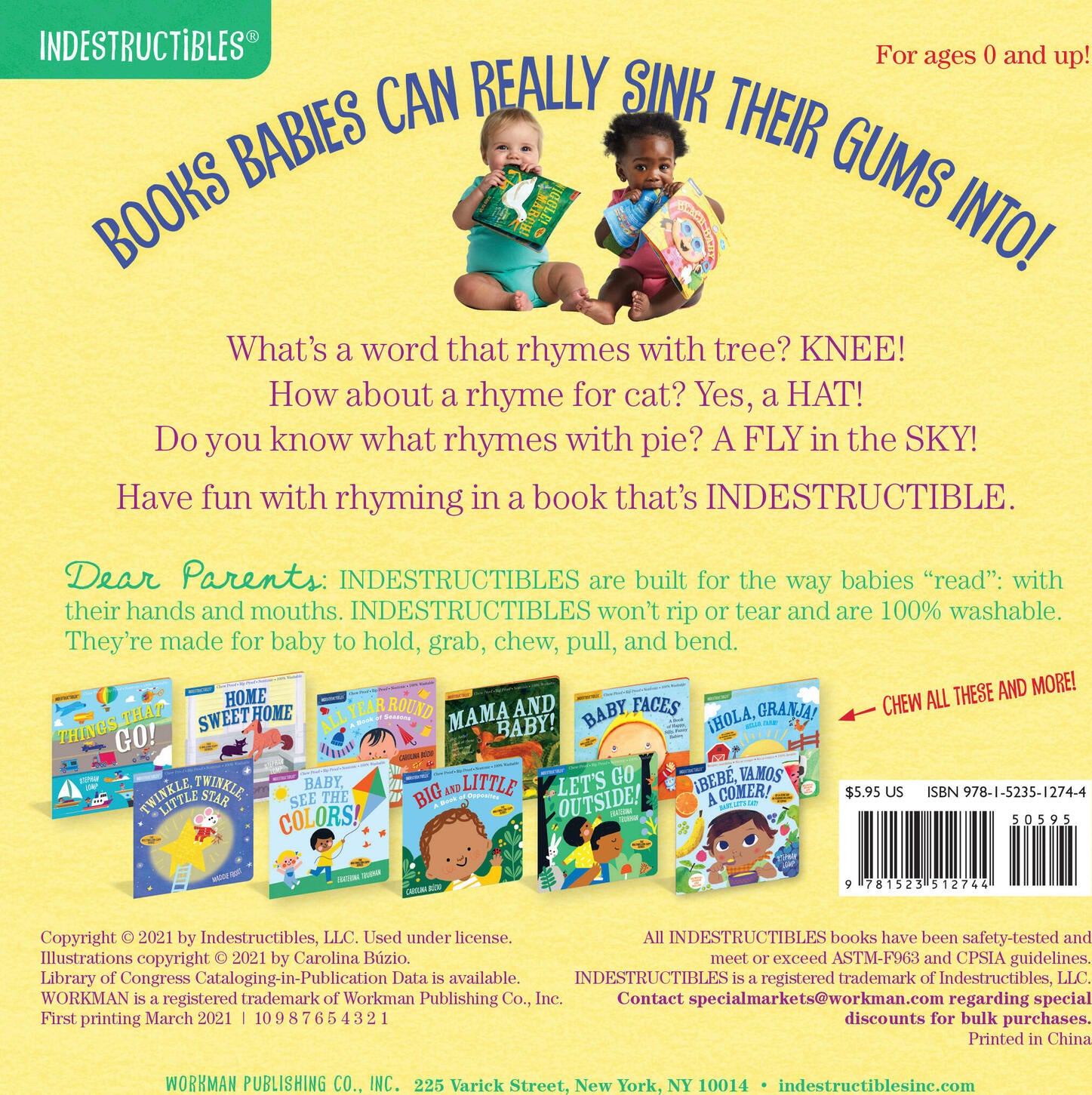 Indestructibles: Rhyme with Me!: Chew Proof · Rip Proof · Nontoxic · 100% Washable (Book for Babies, Newborn Books, Safe to Chew)