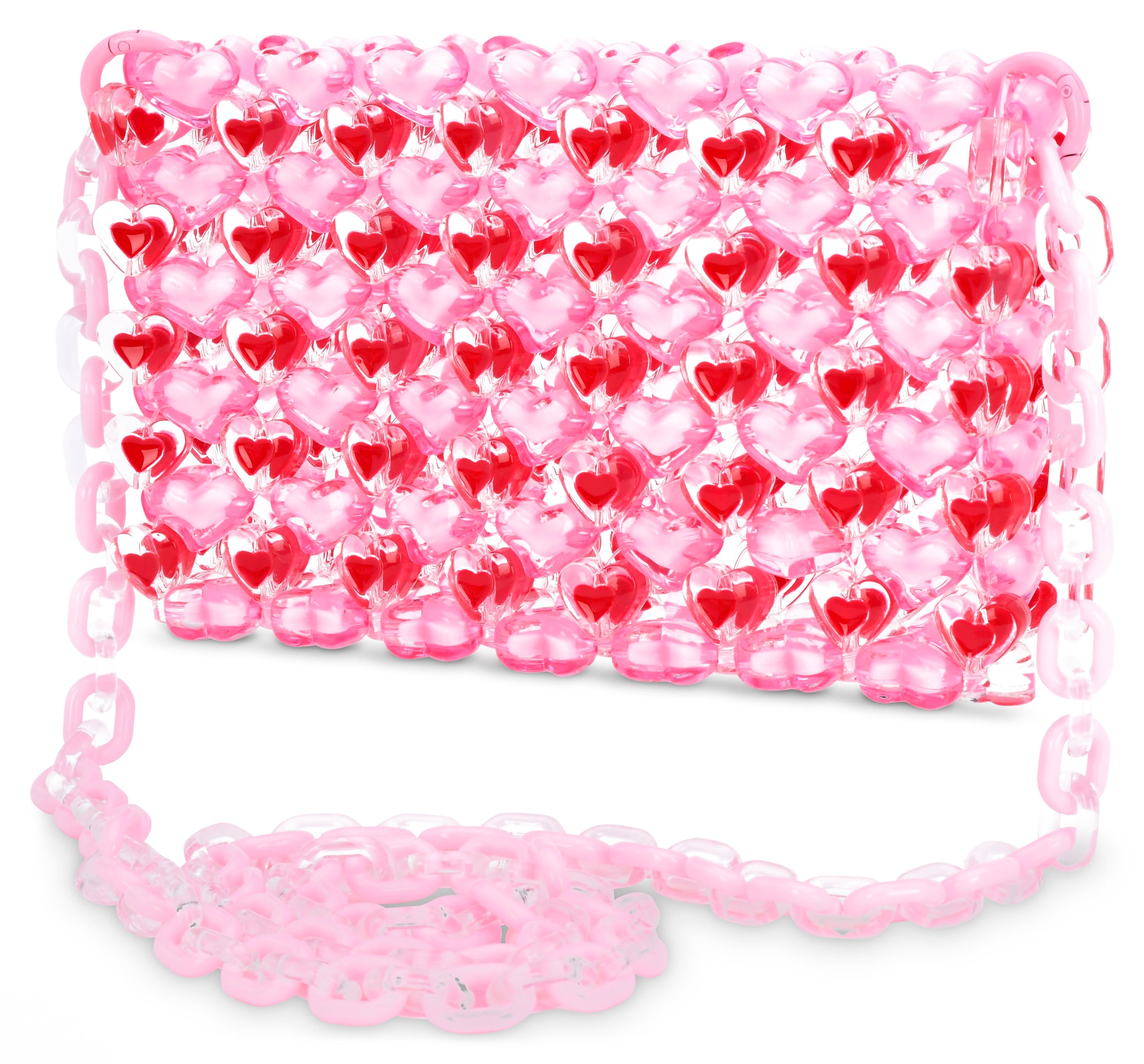 Pink Hearts Beaded Crossbody Bag