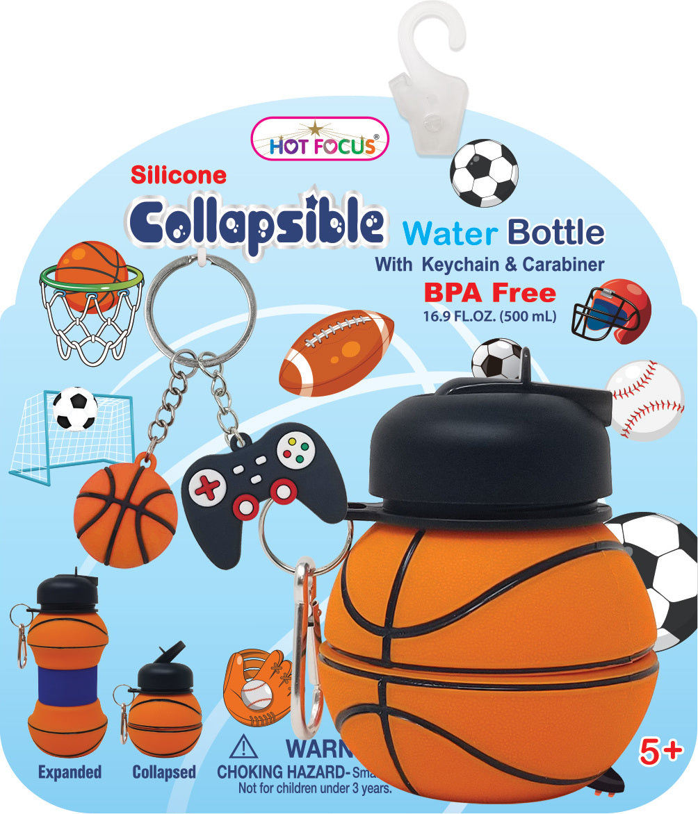 Collapsible Water Bottle, Basketball (16.9 FL. oz/500mL)