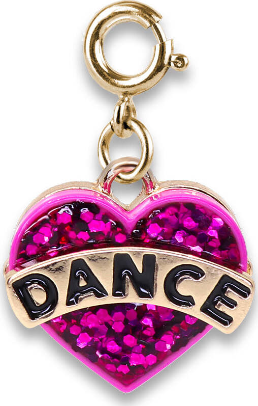 Gold Glitter Dance Heart Charm