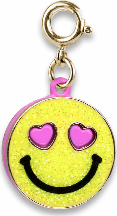 Gold Glitter Smiley Face Charm