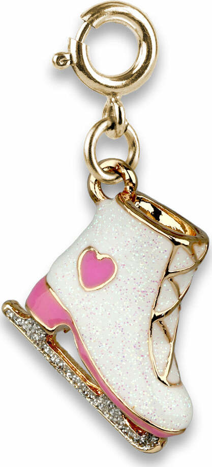 Gold Glitter Ice Skate Charm