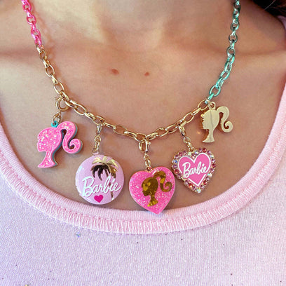 Gold Barbie Girl Heart Charm