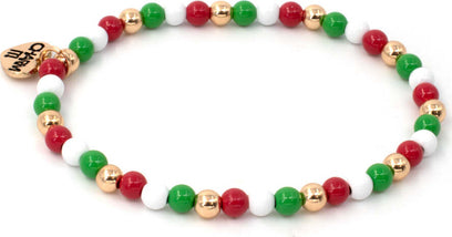 Gold Christmas Stretch Bead Bracelet