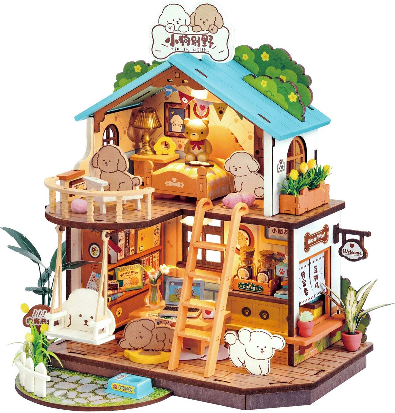 DIY Miniature House Kit: Puppy's Cozy Villa