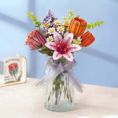 Modern Wooden Puzzle: Orange Tulip