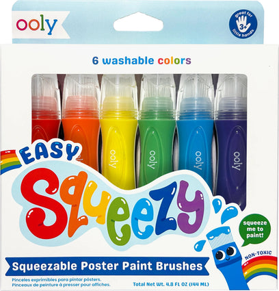 Easy Squeezy Squeezable Poster Paint Brushes - Set of 6