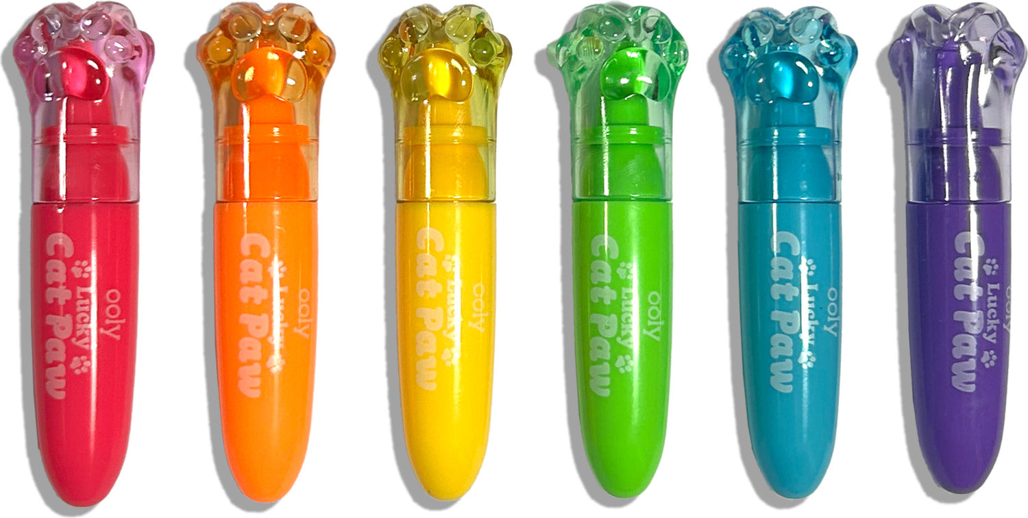 Lucky Cat Paw Scented Neon Highlighters - Set of 6
