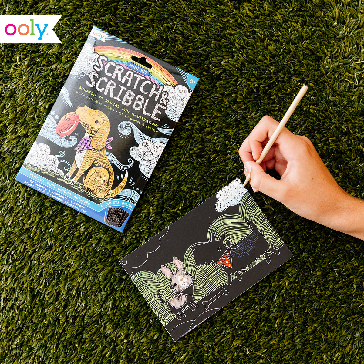 Playful Pups Scratch And Scribble Mini Scratch Art Kit