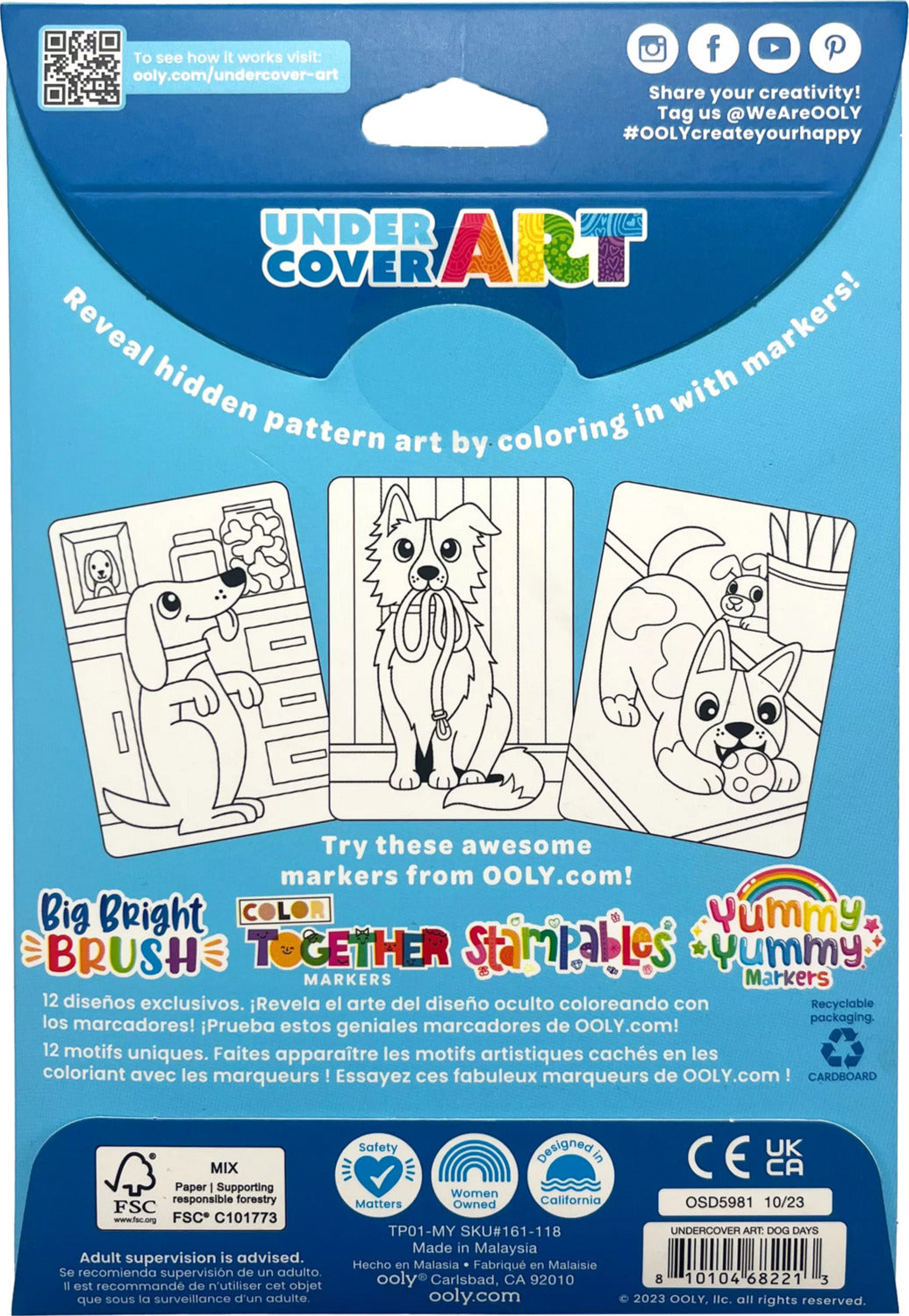 Undercover Art Hidden Pattern Coloring Activity Art Cards - Dog Days