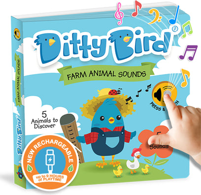 Ditty Bird | Interactive Farm Animal Sound book | Musical Books for toddlers 1- 3 | Board Book with Sounds