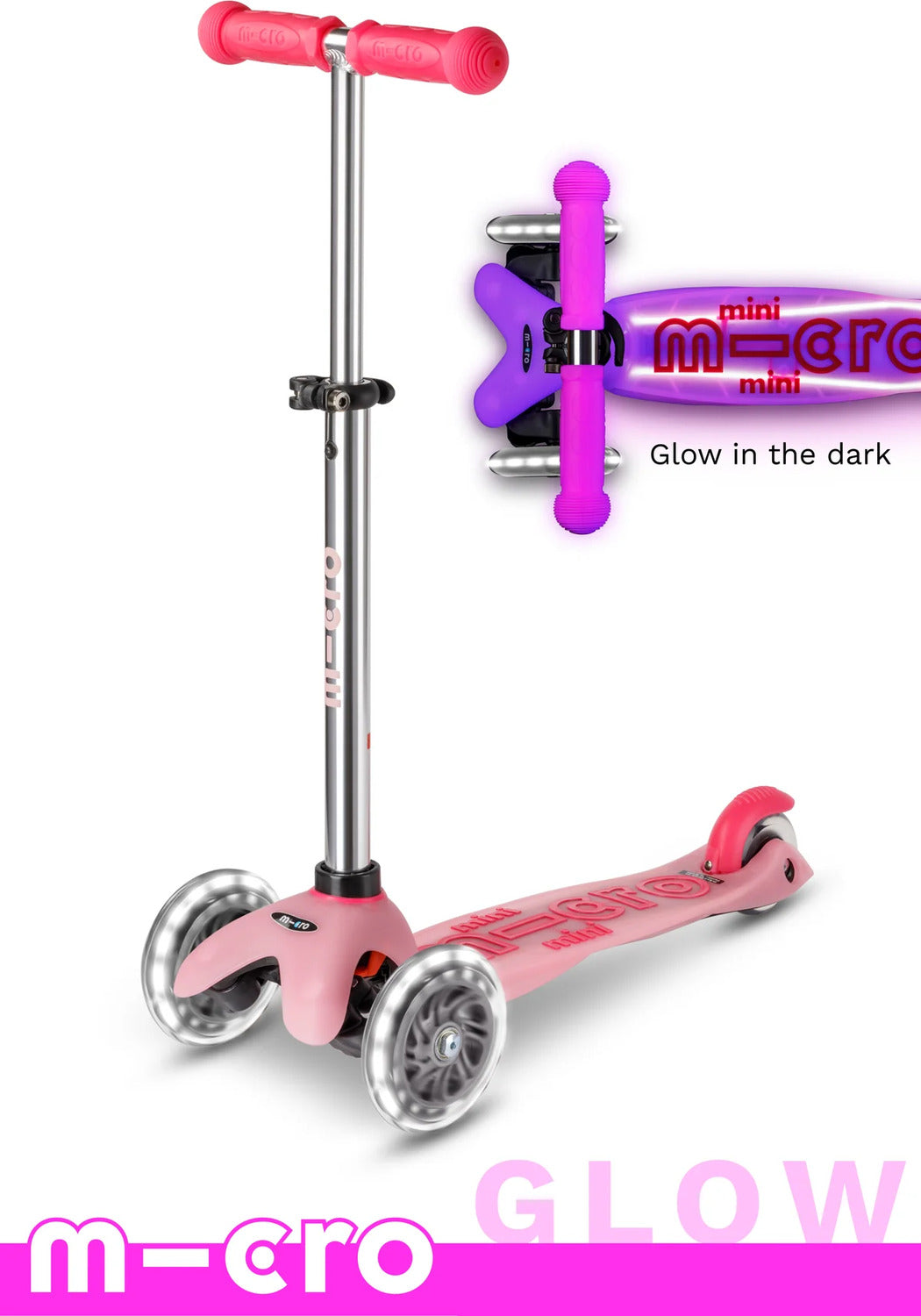 Micro Mini Glow Plus LED Scooter (Frosty Pink)