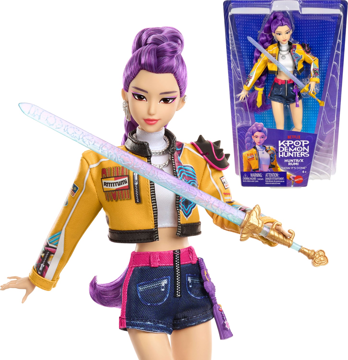 Mattel KPop Demon Hunters HUNTR/X Rumi Fashion Doll in Removable Look with Themed Movie Accessories