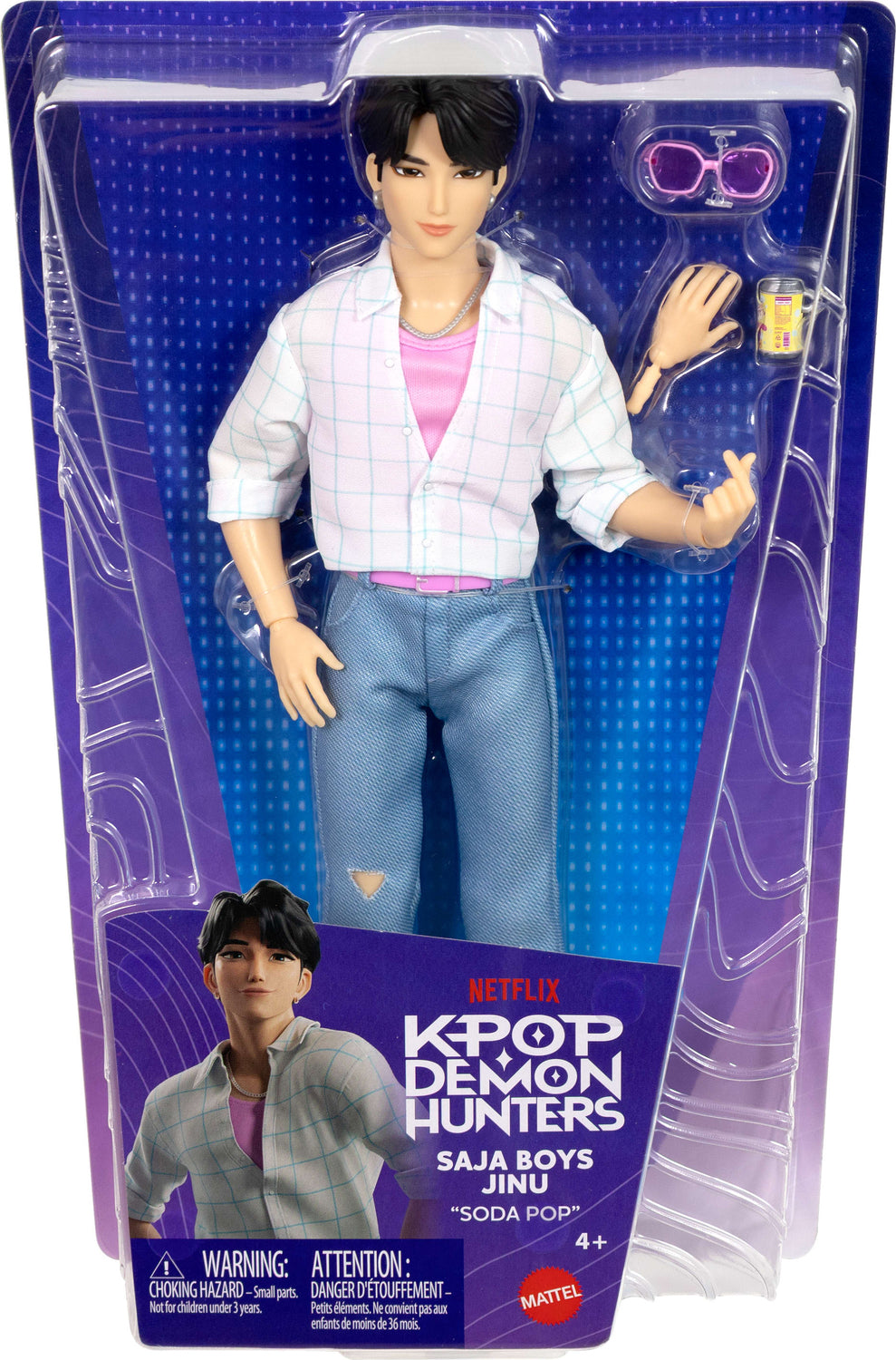 Mattel KPop Demon Hunters Saja Boys Jinu Fashion Doll in “Soda Pop” Look with Themed Movie Accessories
