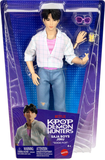 Mattel KPop Demon Hunters Saja Boys Jinu Fashion Doll in “Soda Pop” Look with Themed Movie Accessories