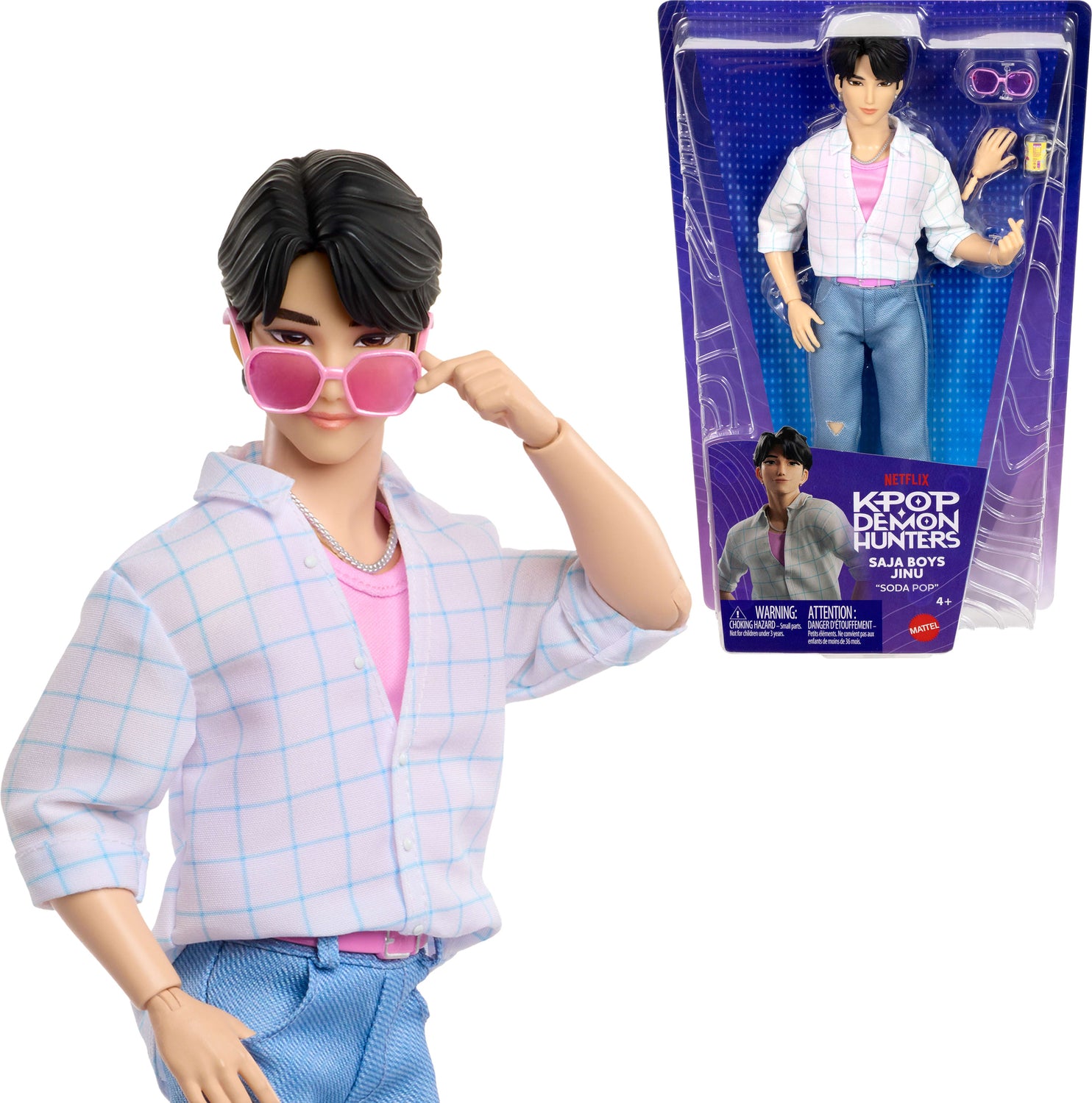 Mattel KPop Demon Hunters Saja Boys Jinu Fashion Doll in “Soda Pop” Look with Themed Movie Accessories