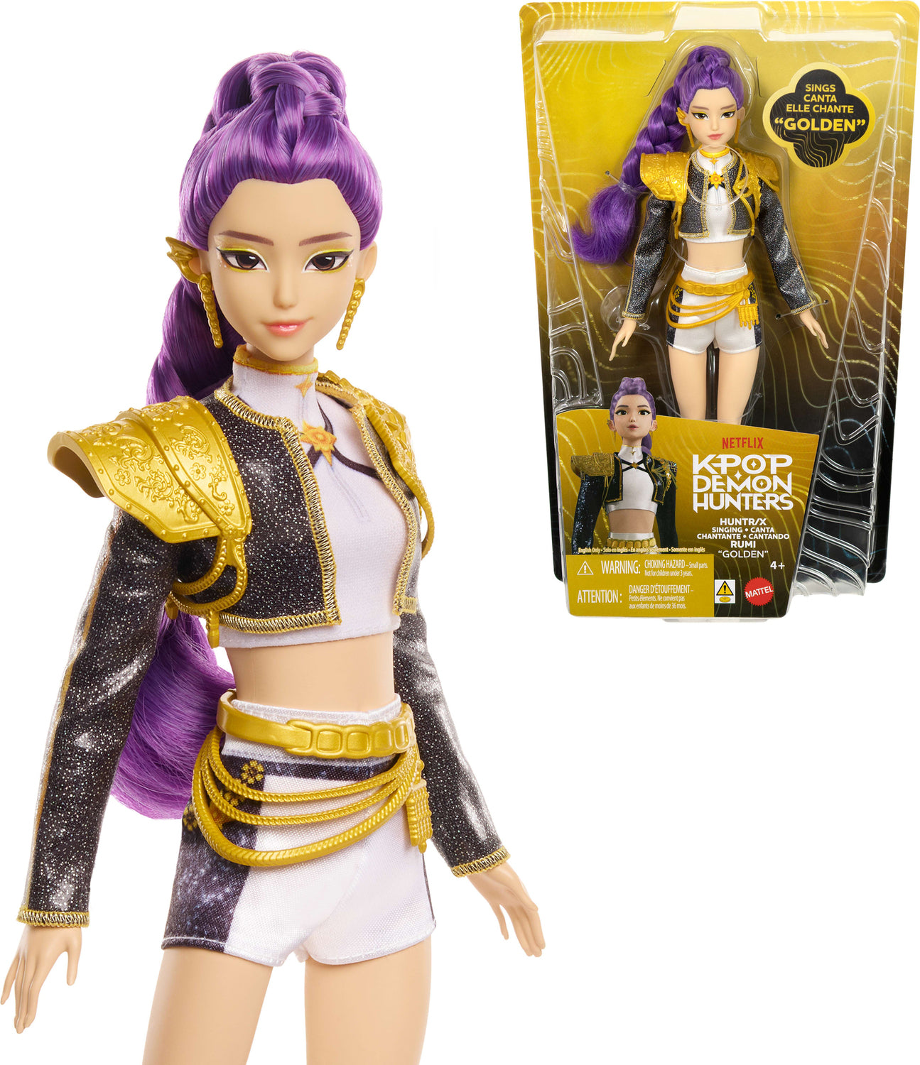 Mattel KPop Demon Hunters HUNTR/X Rumi “Golden” Singing Doll in Removable Outfit & 5 Posable Joints