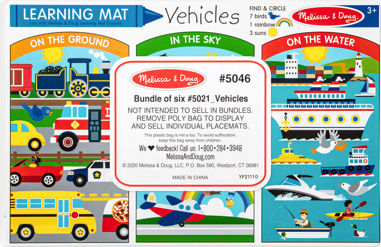 Vehicles Write-A-Mat (Bundle Of 6)