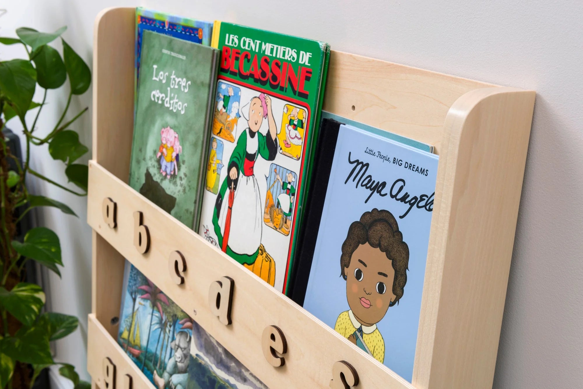 Tidy Books Bookcase - Natural Wood w/Lowercase Natural Letters