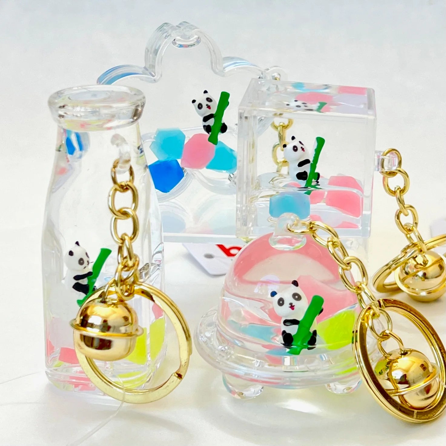 Panda on Bamboo Floaty Key Charm
