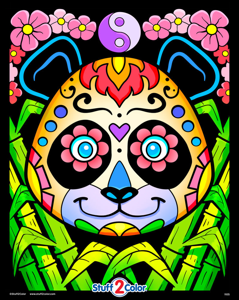 Velvet Coloring Poster - Panda Smiles