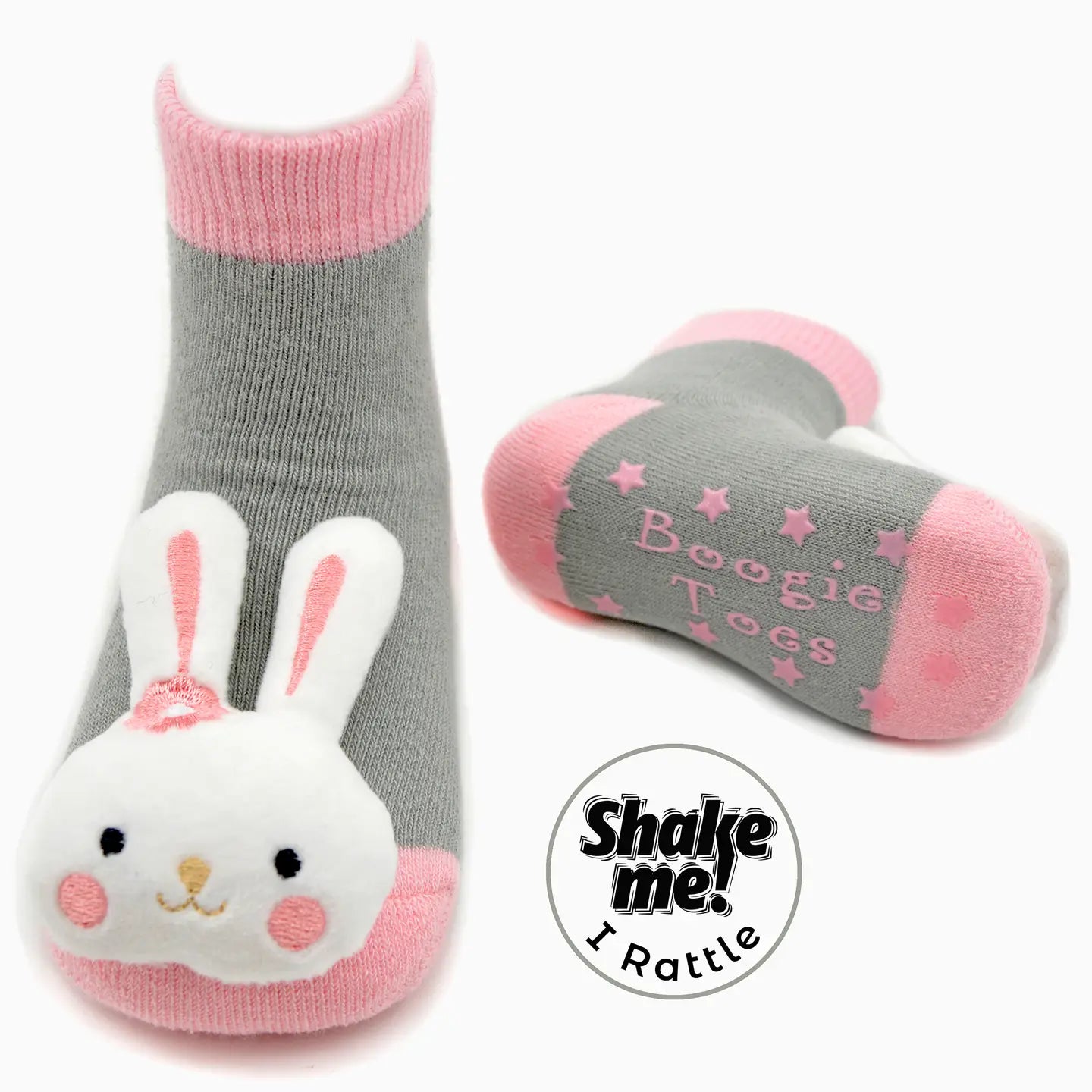 Pink Bunny Boogie Toes Rattle Socks 1-2Y