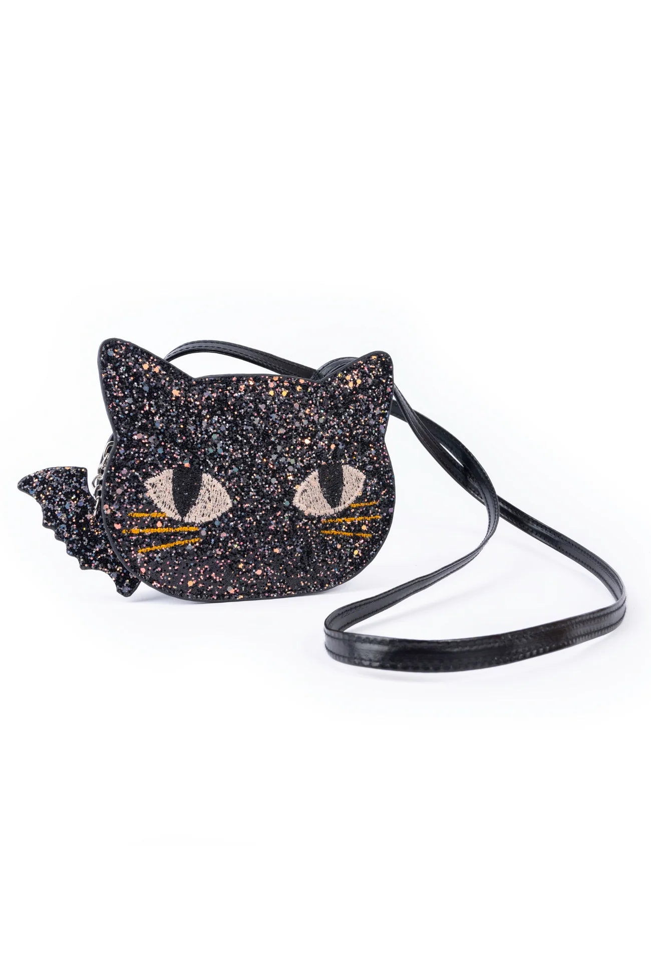 Black Chunky Glitter Kitty Purse