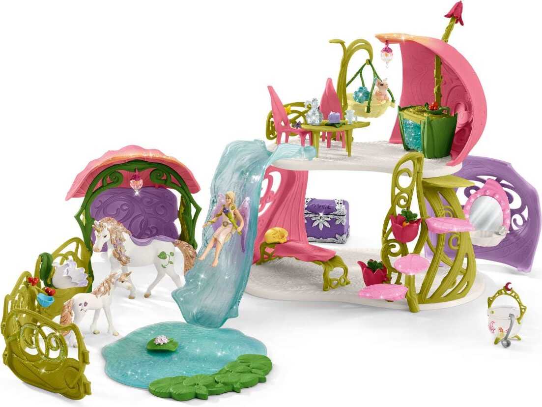 Glittering Flower House Fairies and Unicorns Toy Playset