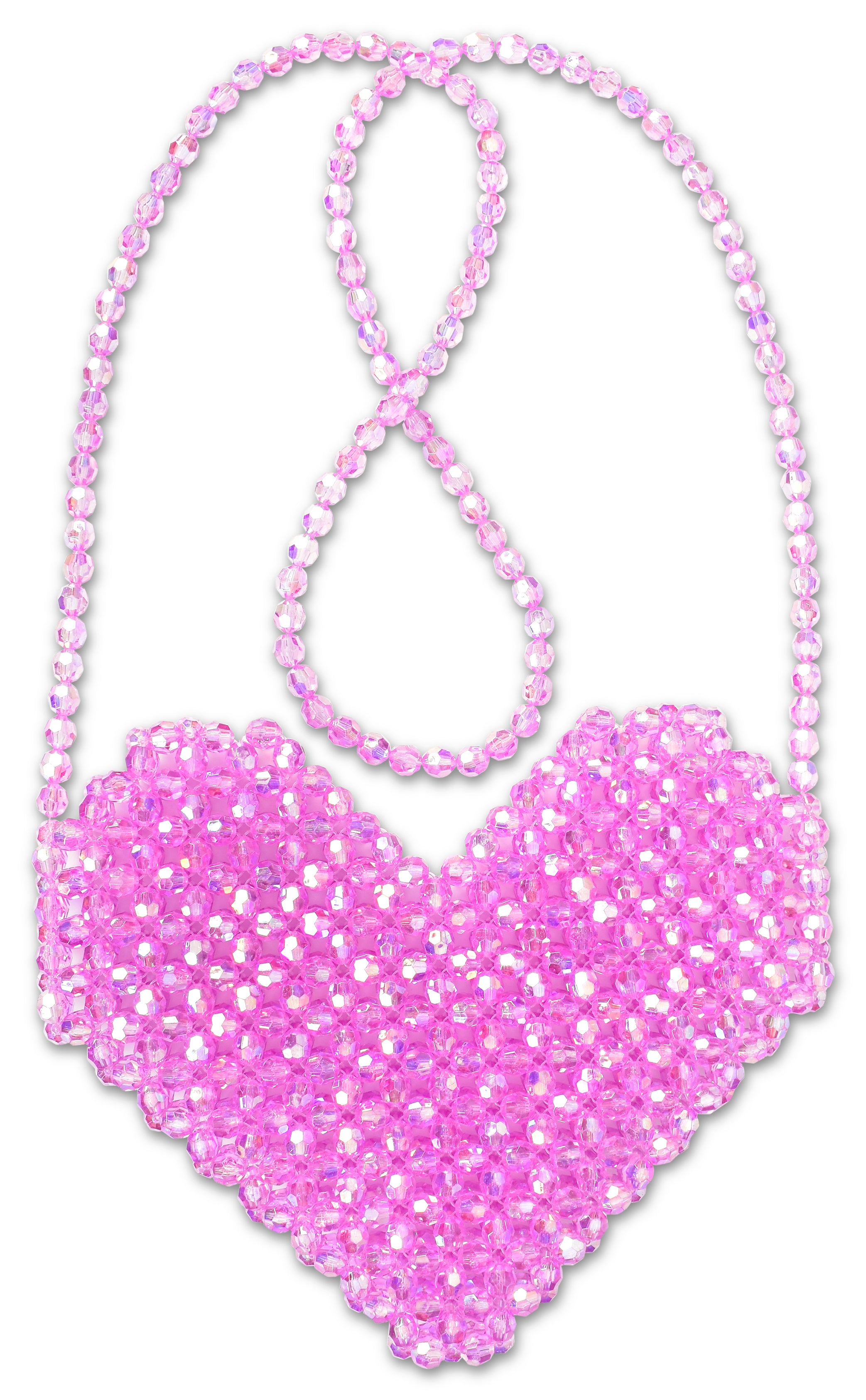 Shimmering Beaded Heart Crossbody Bag