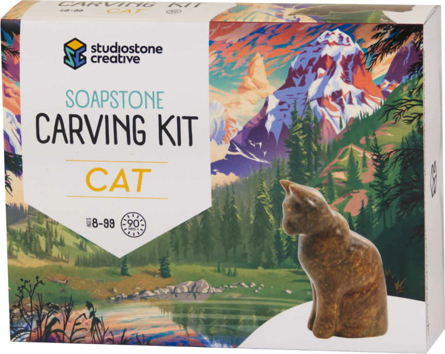 Cat Soapstone Carving Kit