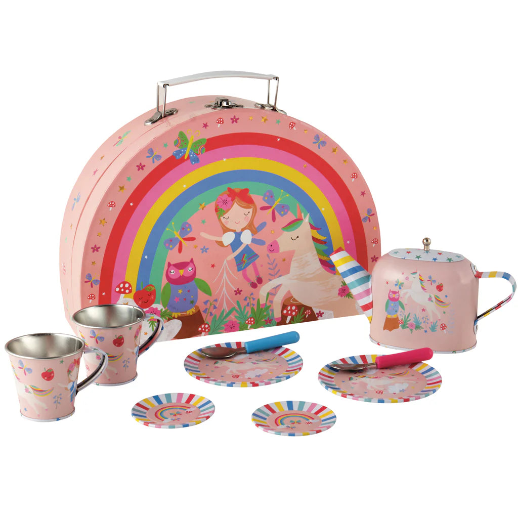 Rainbow Fairy Tin Tea Set in Semi Circle Case