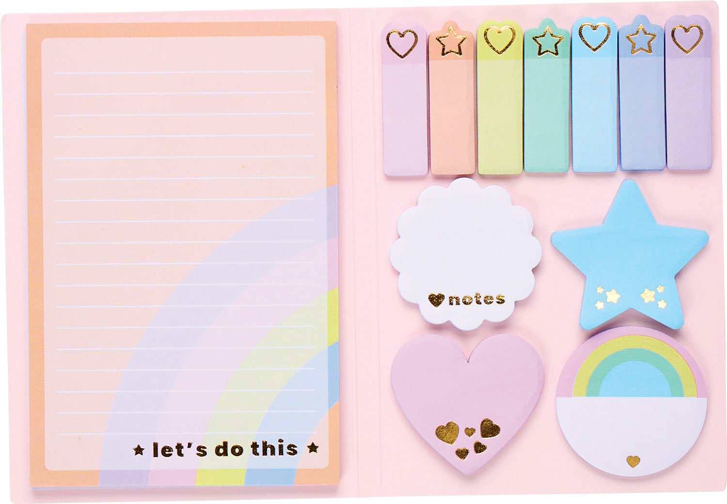 Side Notes Sticky Tab Note Set Pastel Rainbow