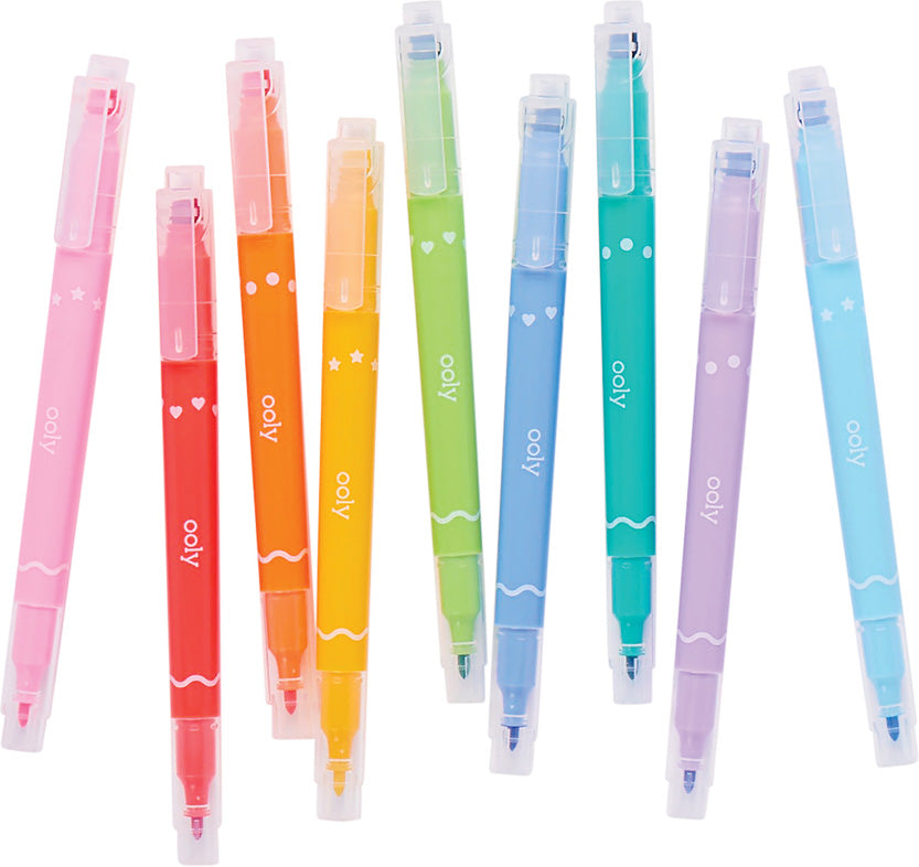 Confetti Stamp Double-Ended Markers - Set of 9