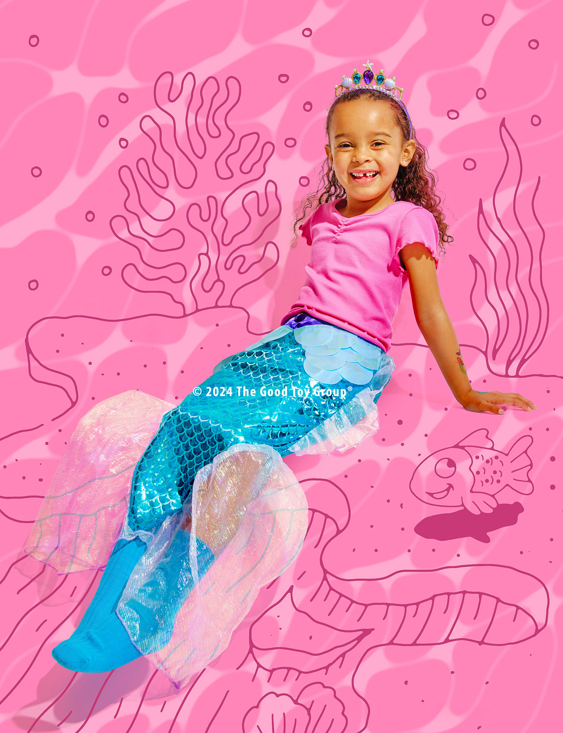 Great Pretenders Mermaid Glimmer Skirt with Tiara, Lilac/Blue, Size 5-6