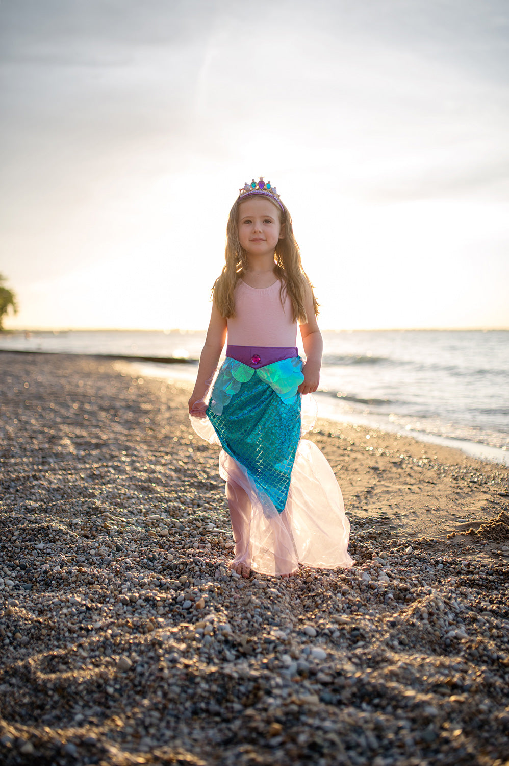 Great Pretenders Mermaid Glimmer Skirt with Tiara, Lilac/Blue, Size 5-6