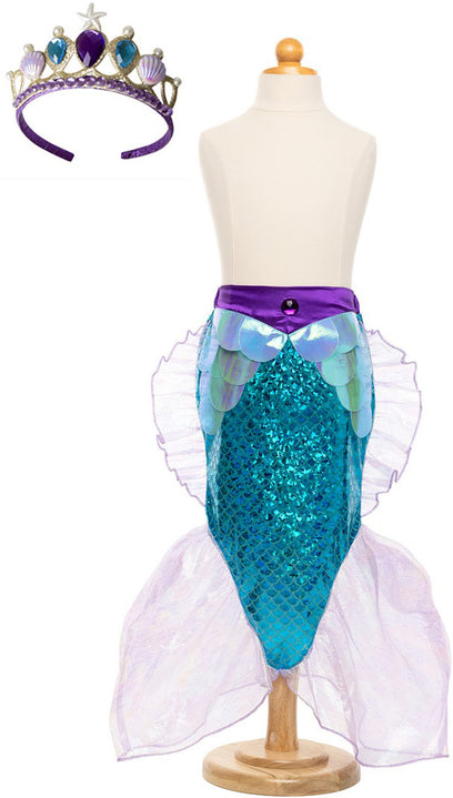 Great Pretenders Mermaid Glimmer Skirt with Tiara, Lilac/Blue, Size 5-6