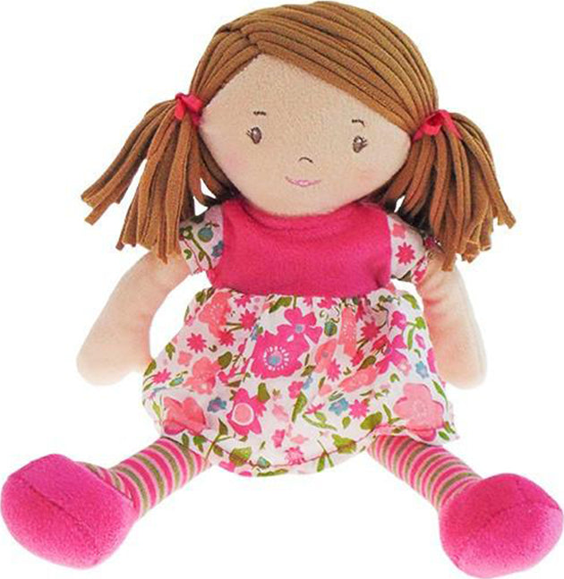 Lll'l Fran Light Brown Hair with Dark Pink & Green Dress 