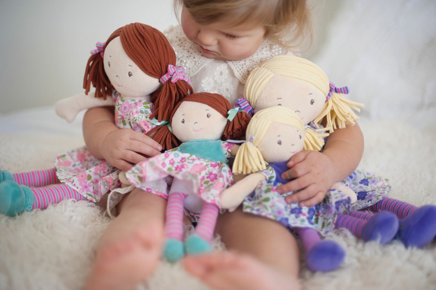 Lll'l Fran Light Brown Hair with Dark Pink & Green Dress 