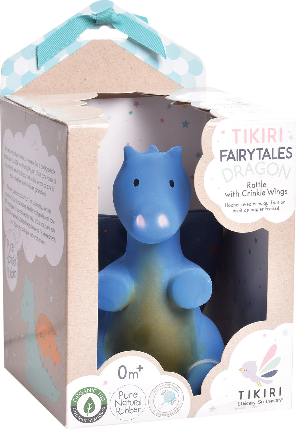 Baby Midnight Dragon Natural Rubber Rattle with Crinkle Wings