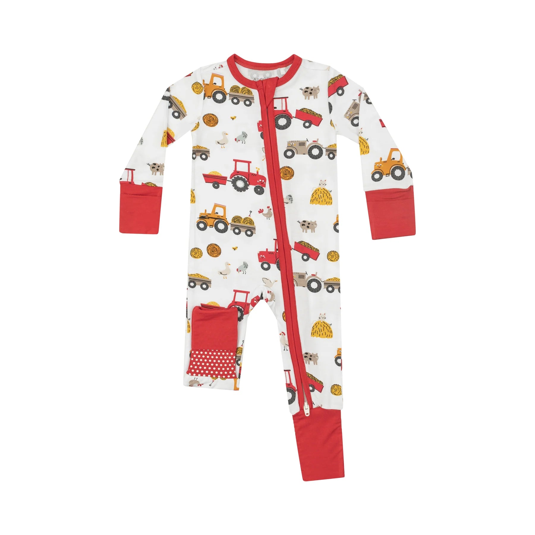 2 Way Zipper Romper - Happy Tractors 12-18month