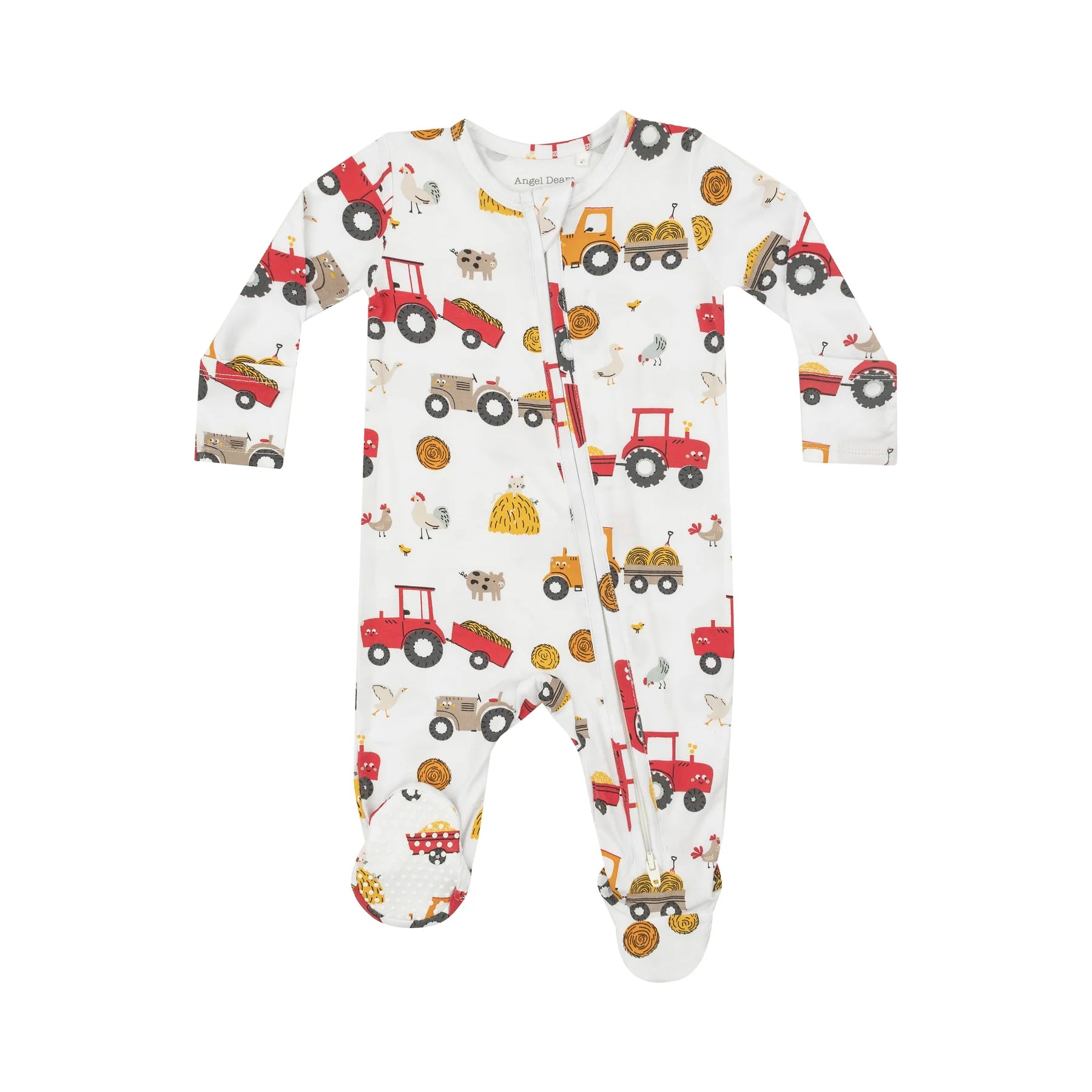 2 Way Zipper Footie - Happy Tractors, newborn