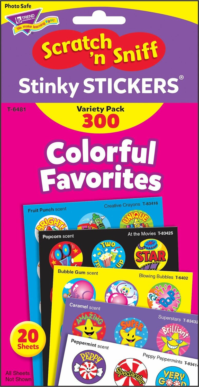 Colorful Favorites Stinky Stickers Variety Pack, 300 Ct