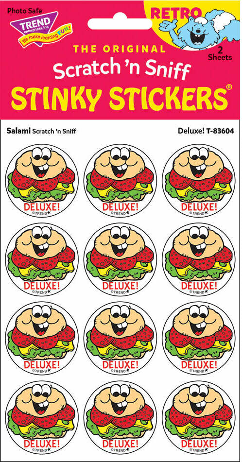 Deluxe! - Salami scent Retro Scratch 'n Sniff Stinky Stickers (24 Ct)