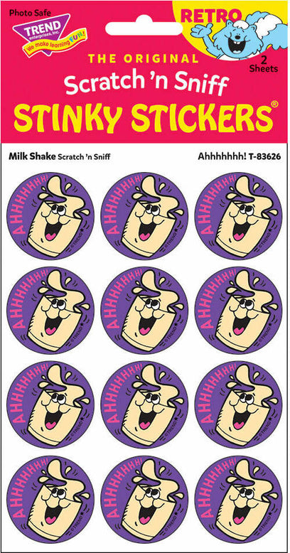 Ahhhhhhh! - Milk Shake scent Retro Scratch 'n Sniff Stinky Stickers (24 Ct)