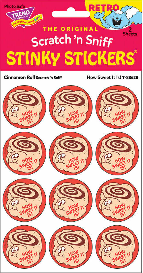 How Sweet It Is! - Cinnamon Roll scent Retro Scratch 'n Sniff Stinky Stickers (24 Ct)