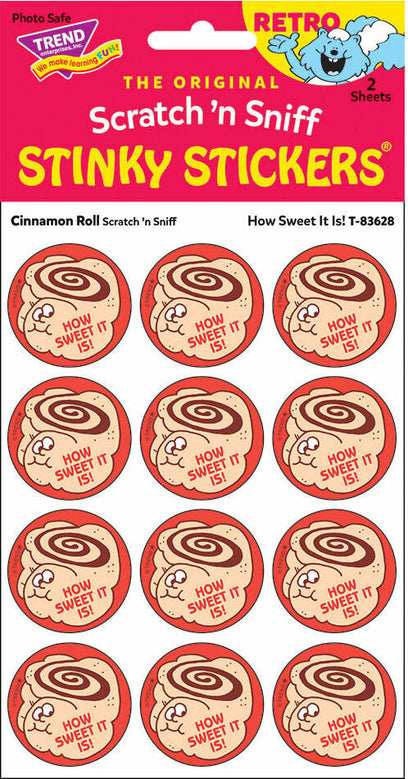 How Sweet It Is! - Cinnamon Roll scent Retro Scratch 'n Sniff Stinky Stickers (24 Ct)