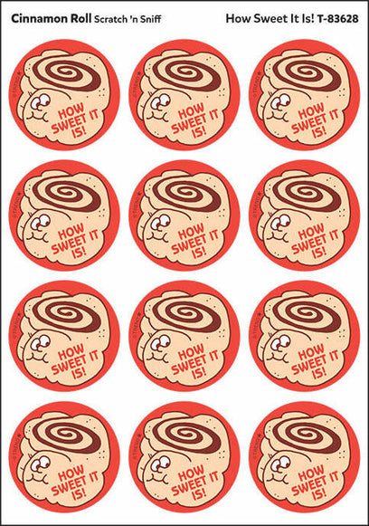 How Sweet It Is! - Cinnamon Roll scent Retro Scratch 'n Sniff Stinky Stickers (24 Ct)