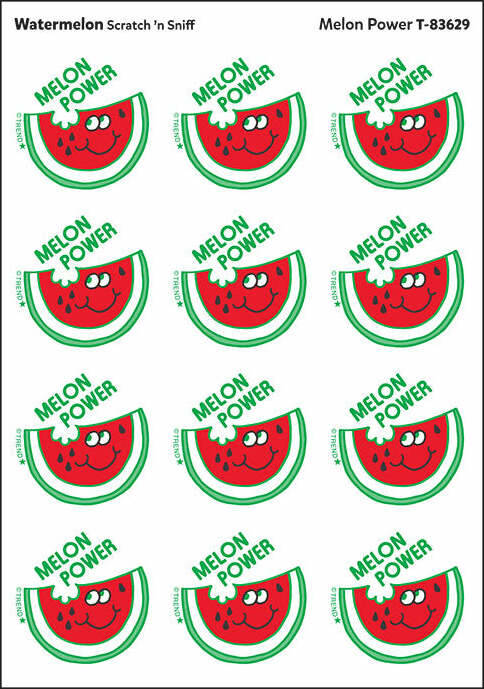 Melon Power - Watermelon scent Retro Scratch 'n Sniff Stinky Stickers (24 Ct)