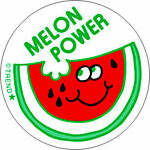 Melon Power - Watermelon scent Retro Scratch 'n Sniff Stinky Stickers (24 Ct)